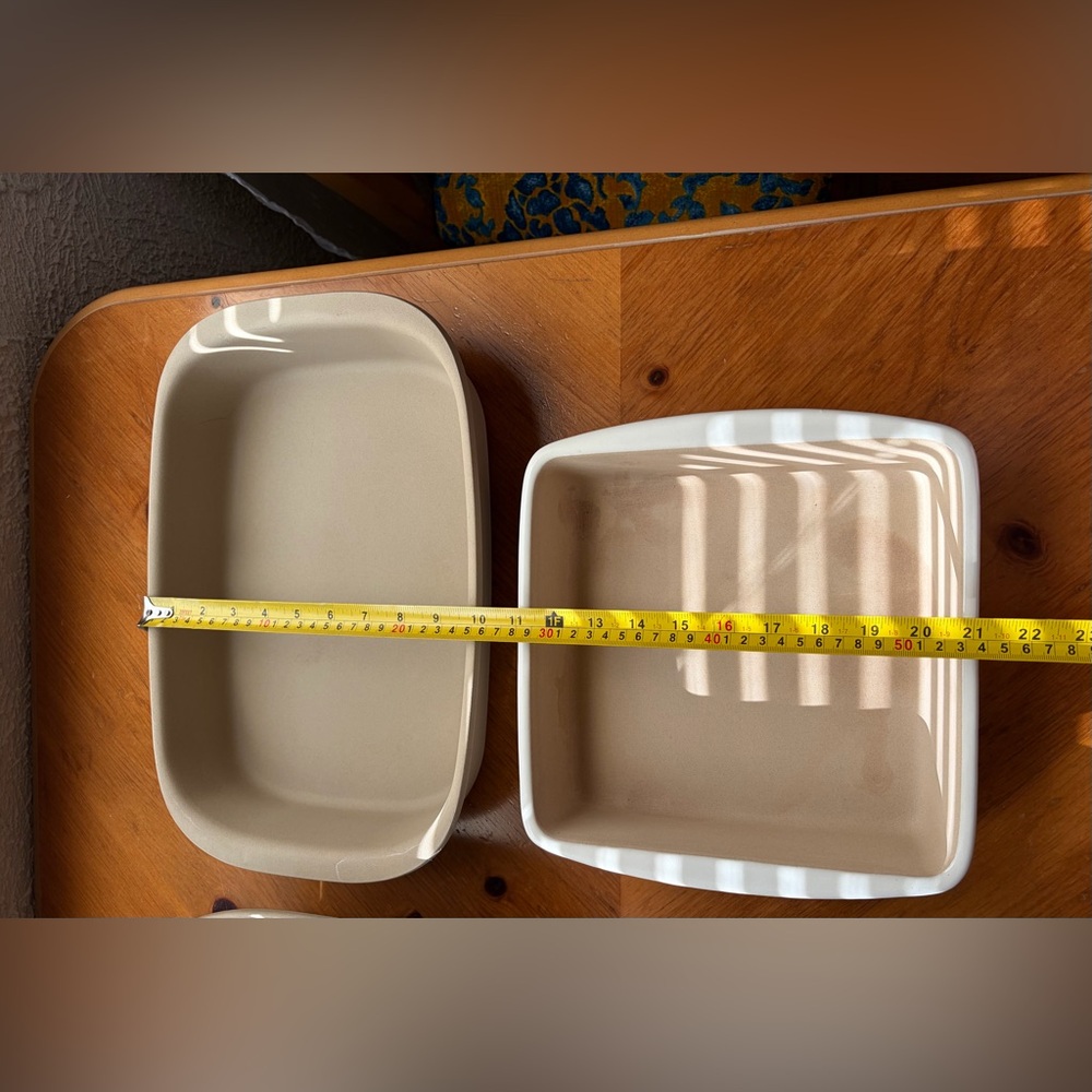 Pampered Chef Family Heritage Stoneware bakers, specifically natural